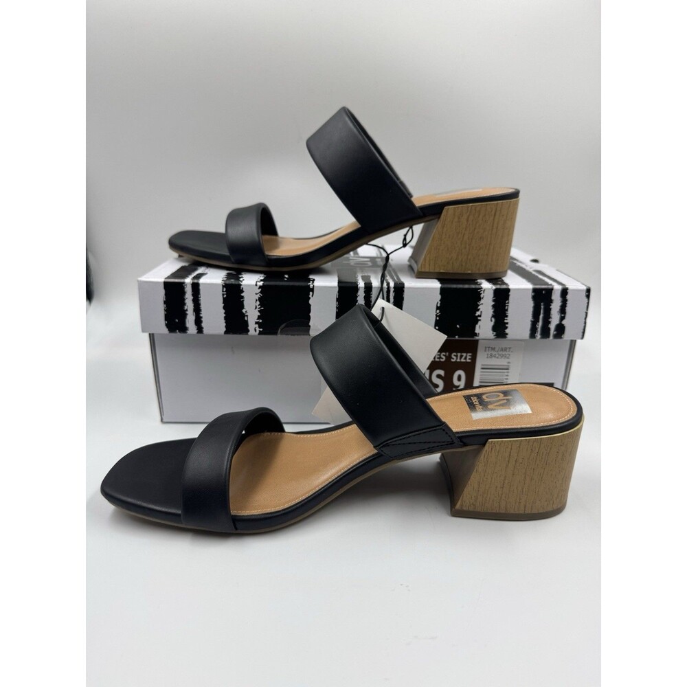 dv By Dolce Vita Women's Sharona Dual Strap Heeled Sandal Black 9 New - Picture 9 of 14